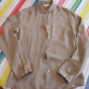 'S MaxMara blouse (silk?) Button up top brown beige